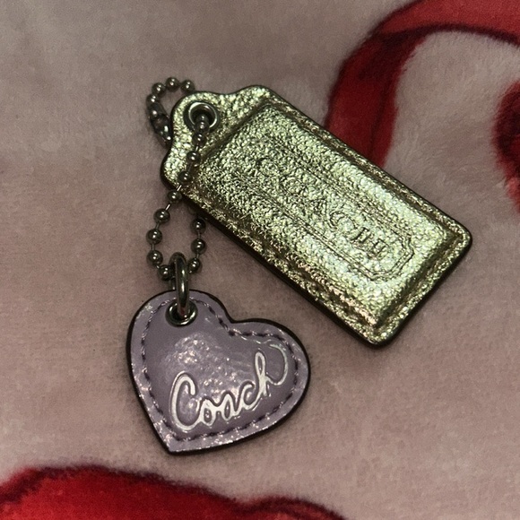 Coach Gold and purple Heart Keychain EUC